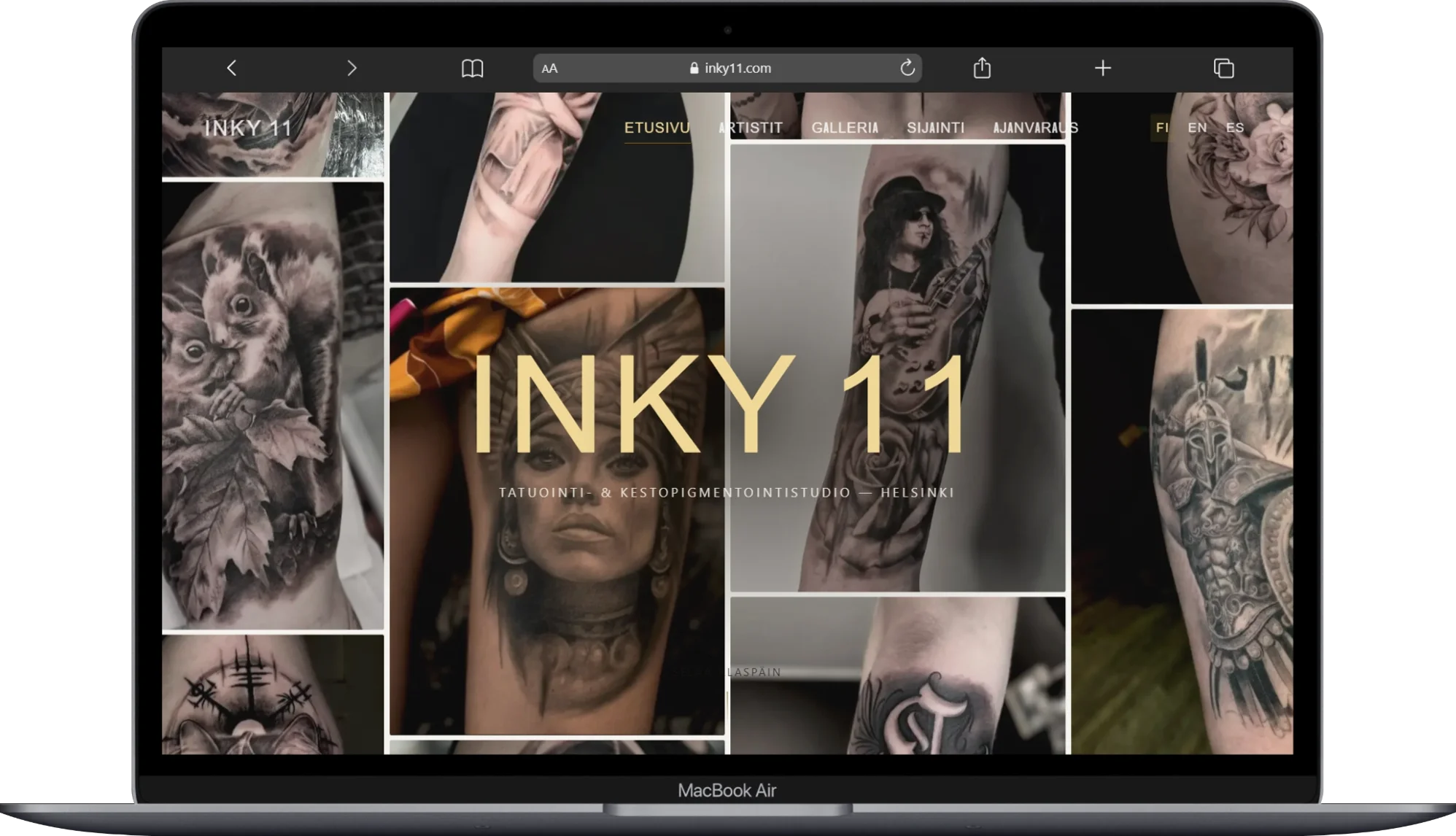 Inky 11 verkkosivut tietokoneella