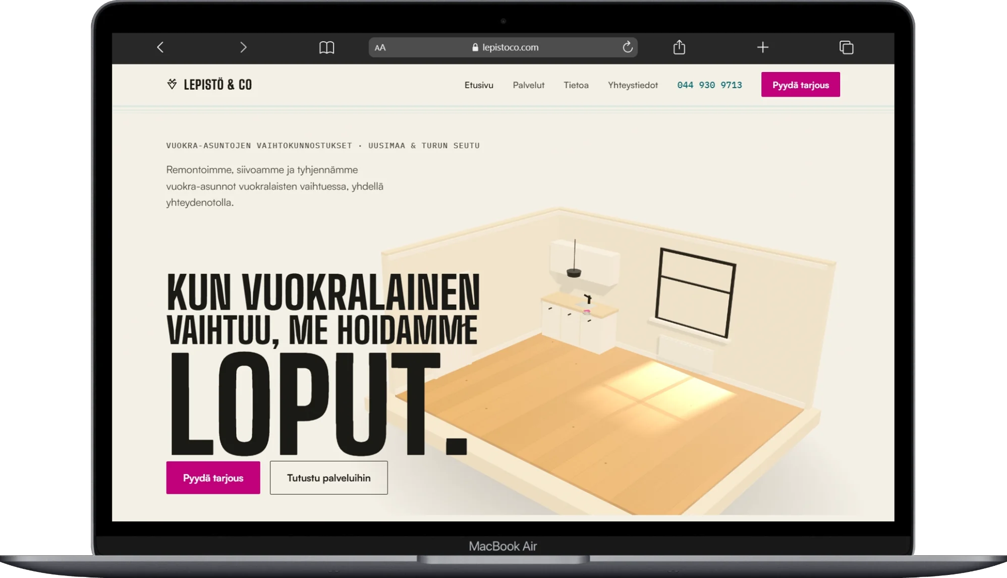 Lepistö & Co verkkosivut tietokoneella